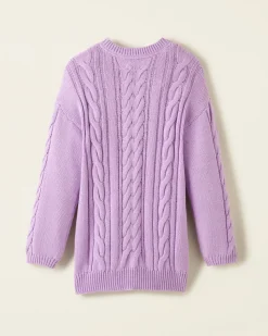 Girls Cable V-Neck Sweater Dress