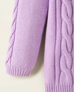 Girls Cable V-Neck Sweater Dress