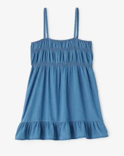 Girls Chambray Tiered Dress