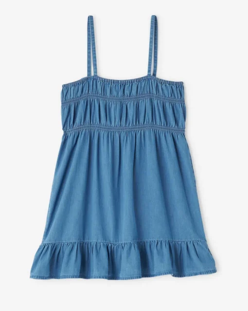 Girls Chambray Tiered Dress