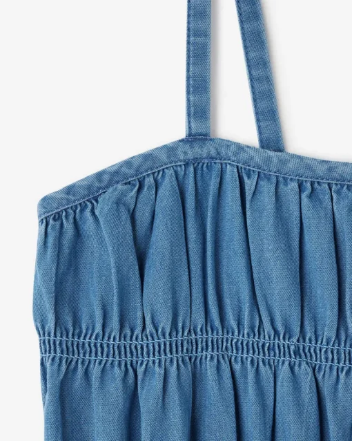 Girls Chambray Tiered Dress