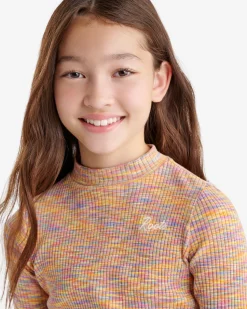 Girls Space Dye Mock Neck Top