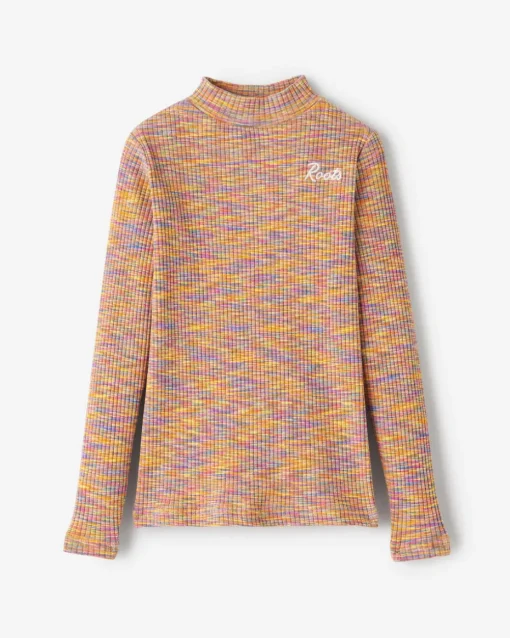 Girls Space Dye Mock Neck Top