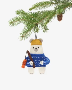 Ice Fishing Polar Bear Ornament