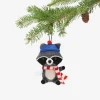 Snowball Fight Raccoon Ornament