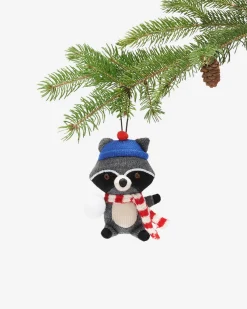 Snowball Fight Raccoon Ornament