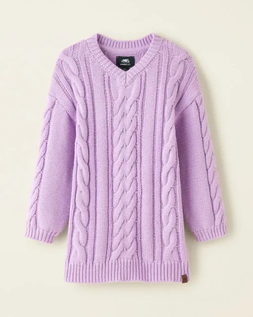 Toddler Girls Cable V-Neck Sweater Dress