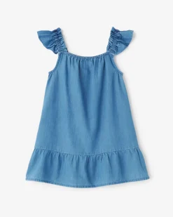 Toddler Girls Chambray Ruffle Dress