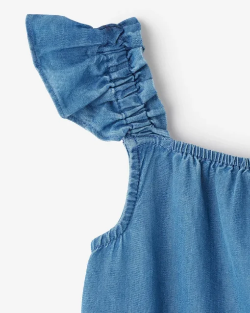 Toddler Girls Chambray Ruffle Dress