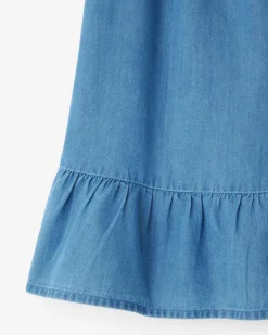 Toddler Girls Chambray Ruffle Dress