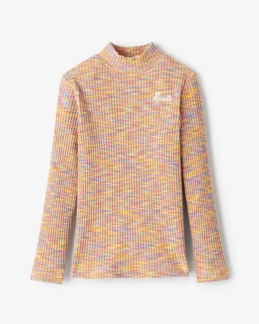 Toddler Girls Space Dye Mock Neck Top