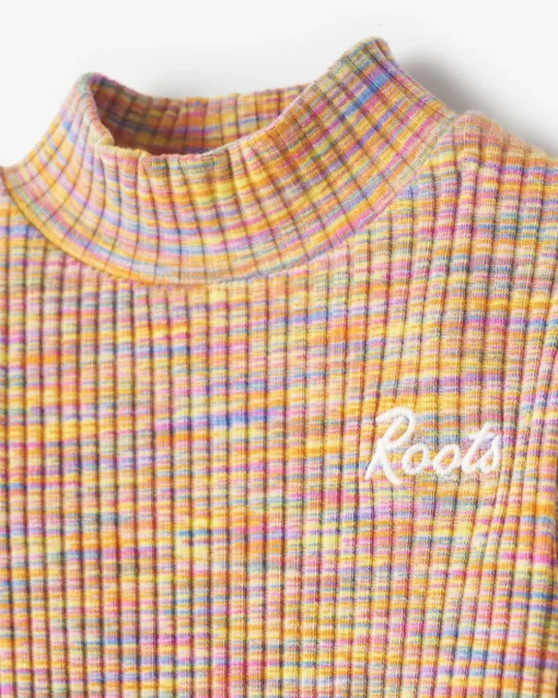 Toddler Girls Space Dye Mock Neck Top