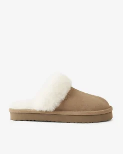Womens Shearling Platform Slipper