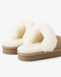 Womens Shearling Platform Slipper